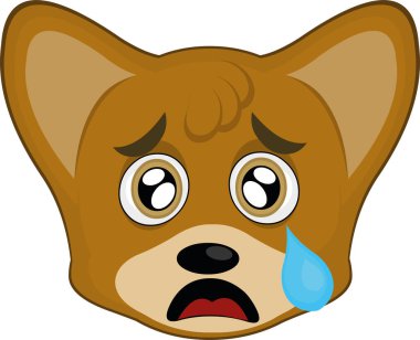 Hüzünlü bir ifadeyle çizgi film tilkisinin yüzünün vektör çizimi