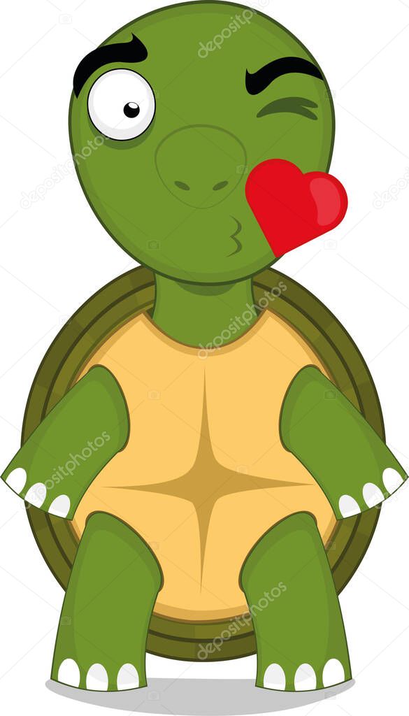 Vector illustration of a cartoon turtle in love