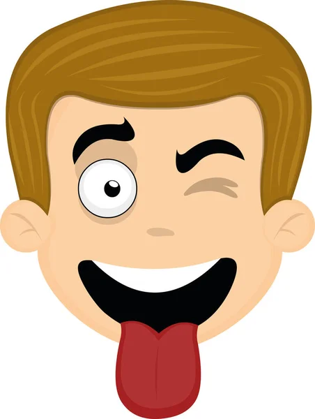 Vector Illustration Face Nice Cartoon Man — Stock Vector