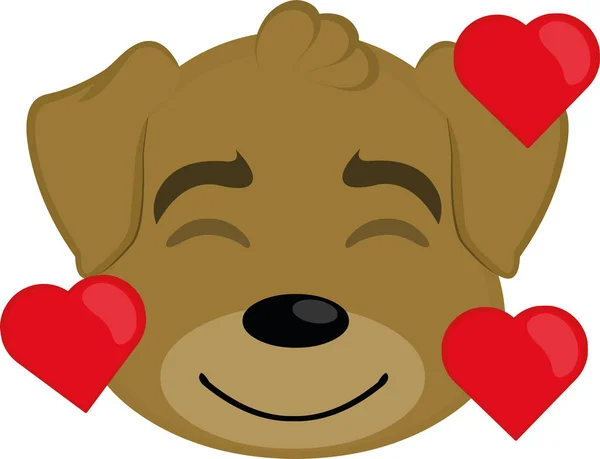 Vector Illustration Face Cute Cartoon Dog Love — Stock Vector