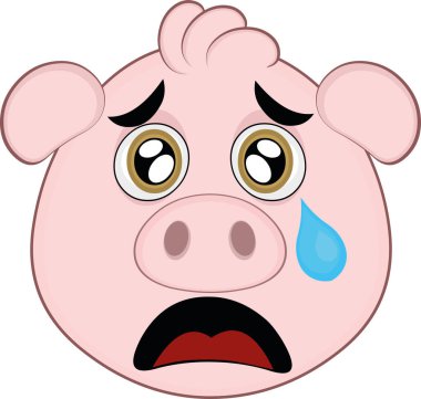 Hüzünlü bir ifadeyle bir domuzun yüzünün vektör çizimi