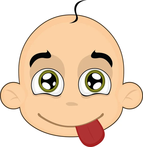 Vector Illustration Face Cute Baby Cartoon — Stock Vector