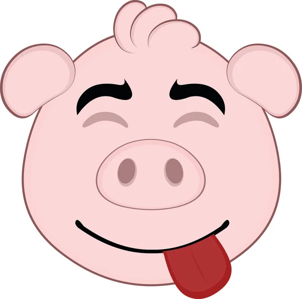 Illustration Vectorielle Visage Cochon Dessin Animé Mignon — Image vectorielle