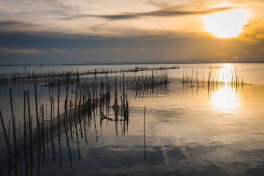 Valencia Albufera 'da gün batımı.