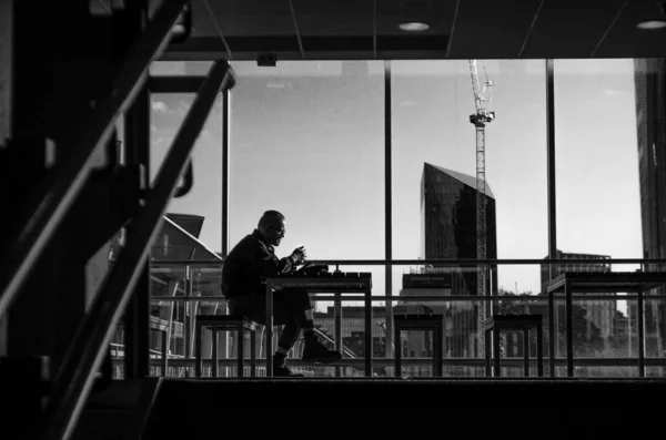 Man Waiting Train Station — Stock Photo, Image