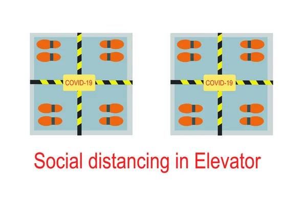 Social Distancing Elavator Virus Outbreak Vector Illustration Flat Style — Stock Vector