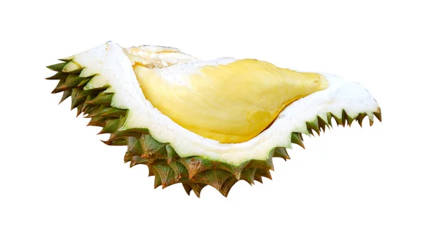 Beyaz arka planda taze durian izole edilmiş. Tayland Kralı meyvesi. 