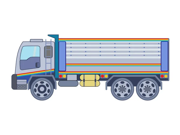 Truk Tua Thailand Truk Lorry Ilustrasi Vektor Dalam Gaya Datar - Stok Vektor