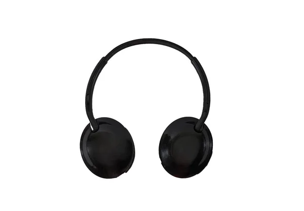 Black Headphones White Background View — 스톡 사진