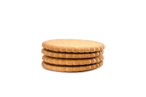 Two Cracker Cookies Isolated White Background Close Side View Sandwich — Stockfoto