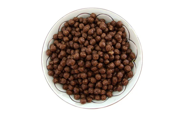 Dry Breakfast Plate White Background Chocolate Balls — Stock Photo, Image