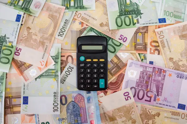 Taschenrechner Auf Euro Basis Blick Von Oben — Stockfoto