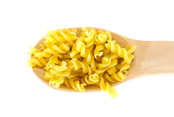 Pasta Wooden Spoon White Background View — Stock Photo, Image