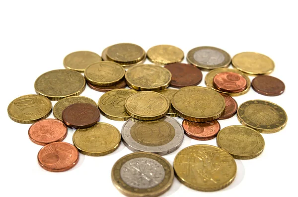 Monedas Aisladas Sobre Fondo Blanco — Foto de Stock