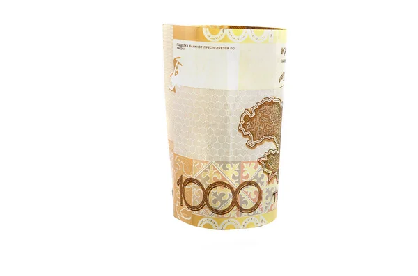 Катал Казахстанские Деньги Белом Фоне Бизнес Концепция Место Текста — стоковое фото