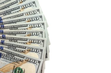 Dolar taraftarı beyaz arka planda izole edilmiş. Uzayı kopyala Para arkaplanı.