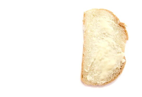 Slice Loaf Butter Isolated White Background Copy Space — Stock Photo, Image