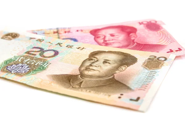 100 Yuanes Aislados Sobre Fondo Blanco — Foto de Stock