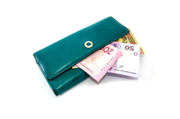 Ukrainian Hryvnia Women Wallet White Background Close — Stock Photo, Image