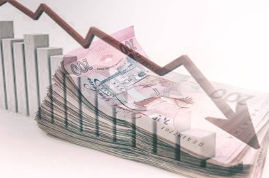 Ekonomik kriz kavramı. Çifte maruziyet. İş grafiği ve Hryvnia. 