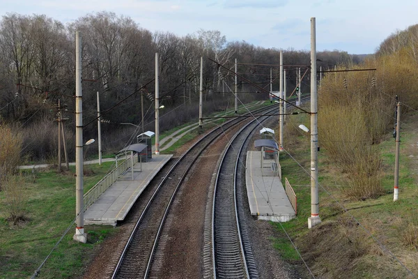 Lege spoorweg, bovenaanzicht vanaf de brug — Stockfoto