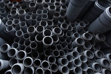 Lağım sistemi için yeni gri plastik borular