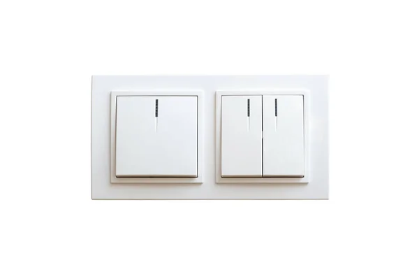 Doppelwandiger Lichtschalter weißer Farbe, mit Blinkern — Stockfoto