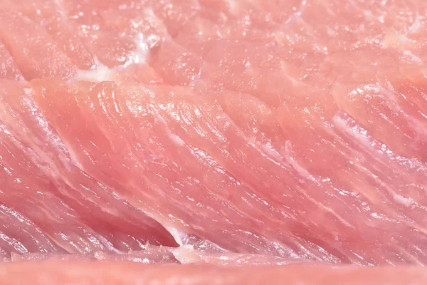 Carne di maiale rosa bella e fresca primo piano. Macro — Foto Stock