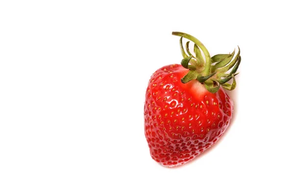 Schöne und frische Erdbeeren aus dem heimischen Garten auf weißem Hintergrund. Nahaufnahme — Stockfoto