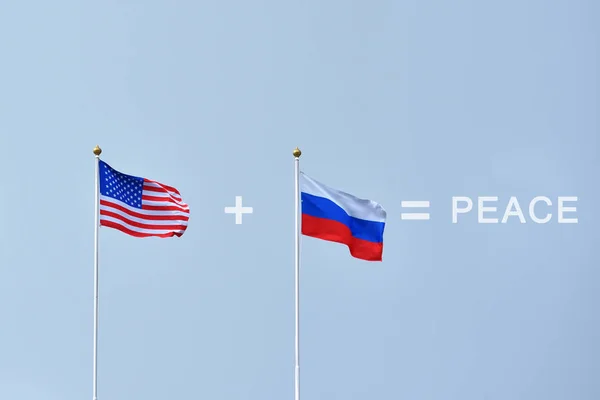 Vlag Van Amerika Rusland Als Symbool Van Vriendschap Voor Het — Stockfoto