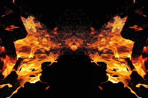 Abstraktion Brinnande Eld Med Gnistor Mystisk Typ Fjäril Eller Monster — Stockfoto