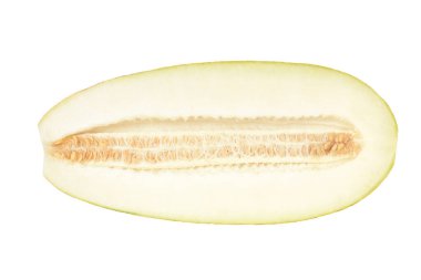 Beyaz arkaplanda olgun sarı kavun.