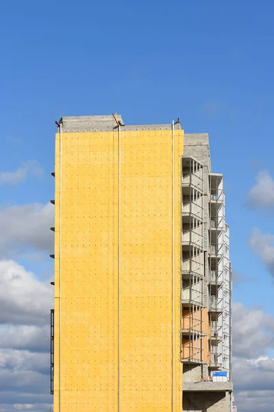 Construction High Residential Building Yellow Color — Stock Photo, Image