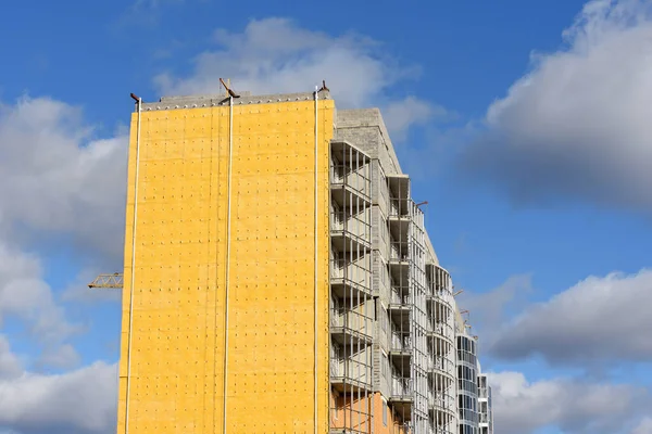 Construction Haut Bâtiment Résidentiel Couleur Jaune — Photo