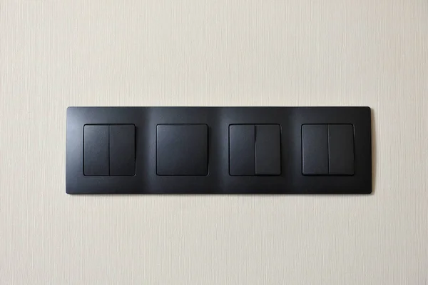 Moderno Interruptor Luz Plástico Negro Junto Puerta Entrada — Foto de Stock