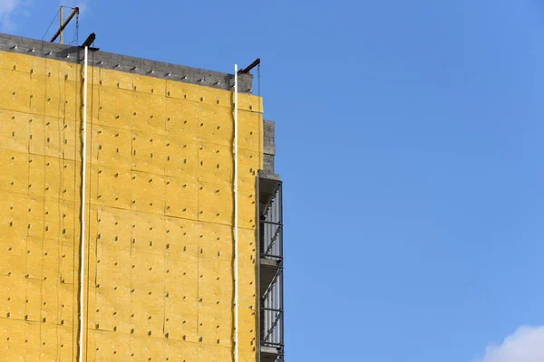 Construção Edifício Residencial Alto Cor Amarela — Fotografia de Stock