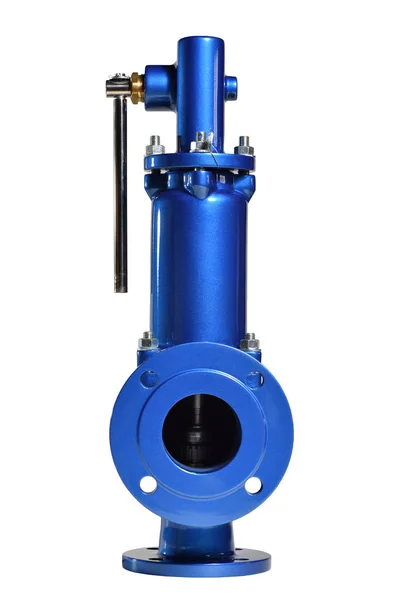 New Blue Valve Lever White Background Valve Use Water Supply — 스톡 사진