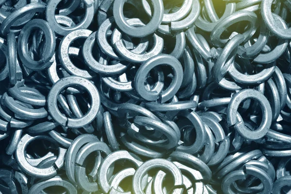 Texture Set Metal Washers Assembly Products Factory Closeup — Stock Photo, Image