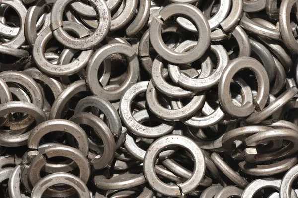 Texture Set Metal Washers Assembly Products Factory Closeup — Stock Photo, Image