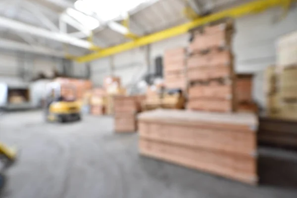 Verschwommener Hintergrund Lagerhalle Mit Holzkisten — Stockfoto