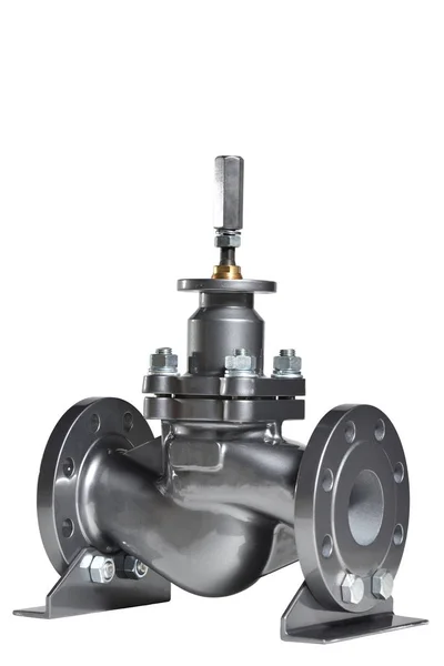 New Valve Silver Gray Installation Water Supply System Close — 스톡 사진