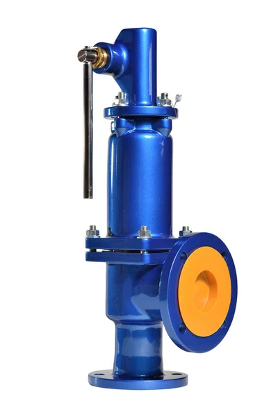 New Blue Valve Lever White Background Valve Use Water Supply — 스톡 사진