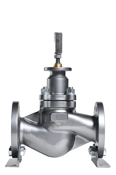 New Valve Silver Gray Installation Water Supply System Close — 스톡 사진