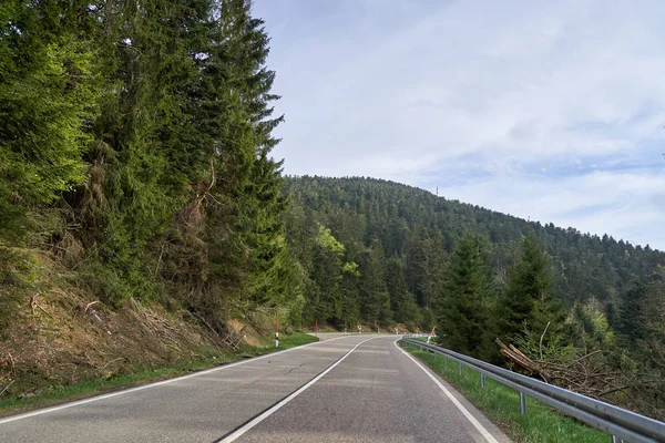 Όμορφος Ασφαλτοστρωμένος Δρόμος Στροφές Μέσα Από Κωνοφόρο Δάσος Του Schwarzwald — Φωτογραφία Αρχείου