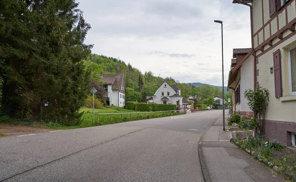 Schwarzwald Tyskland April 2019 Europeisk Väg Genom Schwarzwaldskogen Och Söt — Stockfoto