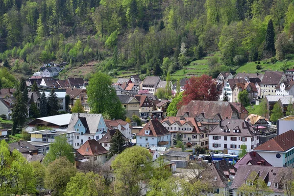 Söt Tyskland Sluttning Lägenhetsbyggnader Bakgrunden Skogen — Stockfoto