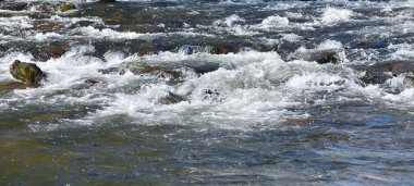 Metin alanı olan akan bir nehrin güzel arka planı. Tasarım için arkaplan