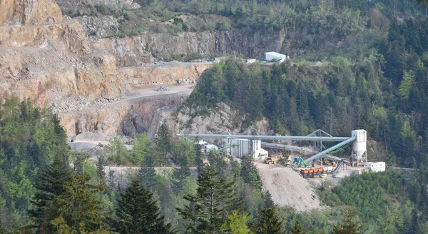 Vista Una Cantera Para Extracción Piedras Las Montañas Europeas Minería — Foto de Stock