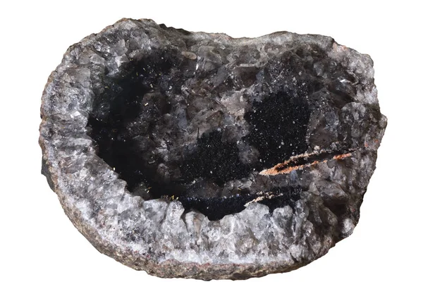 Pedra Preciosa Quartzo Goethite Close Minerais Isolados Fundo Branco Minerais — Fotografia de Stock