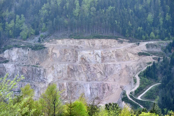 Vista Una Cantera Para Extracción Piedras Las Montañas Europeas Minería — Foto de Stock